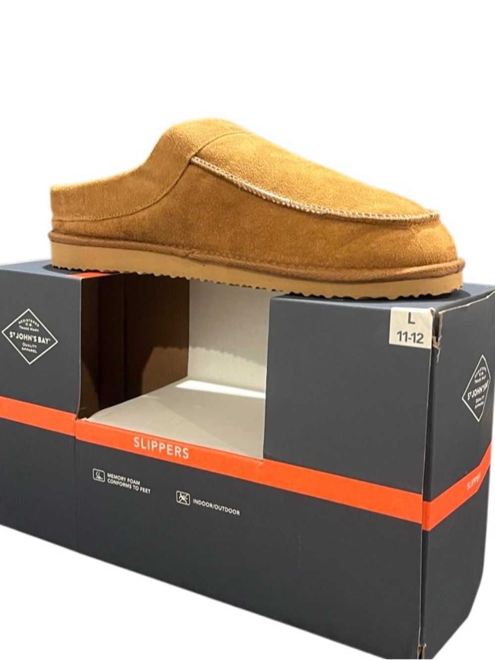 St. John’s Bay Chestnut Faux-Suede Slip-On Slippers, NIB